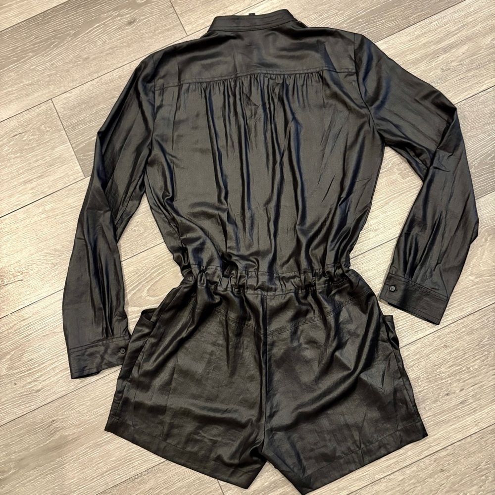 BCBGMaxAzria Minna Metallic Black Romper Size Small - Picture 2 of 11